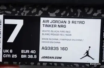 RED NRG FIRE AQ3835-160 3 RETRO TINKER AIR JORDAN MENS 0402
